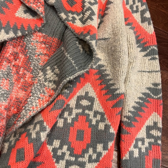 Hot Pink Aztec Open Front Cardigan - Picture 2 of 4